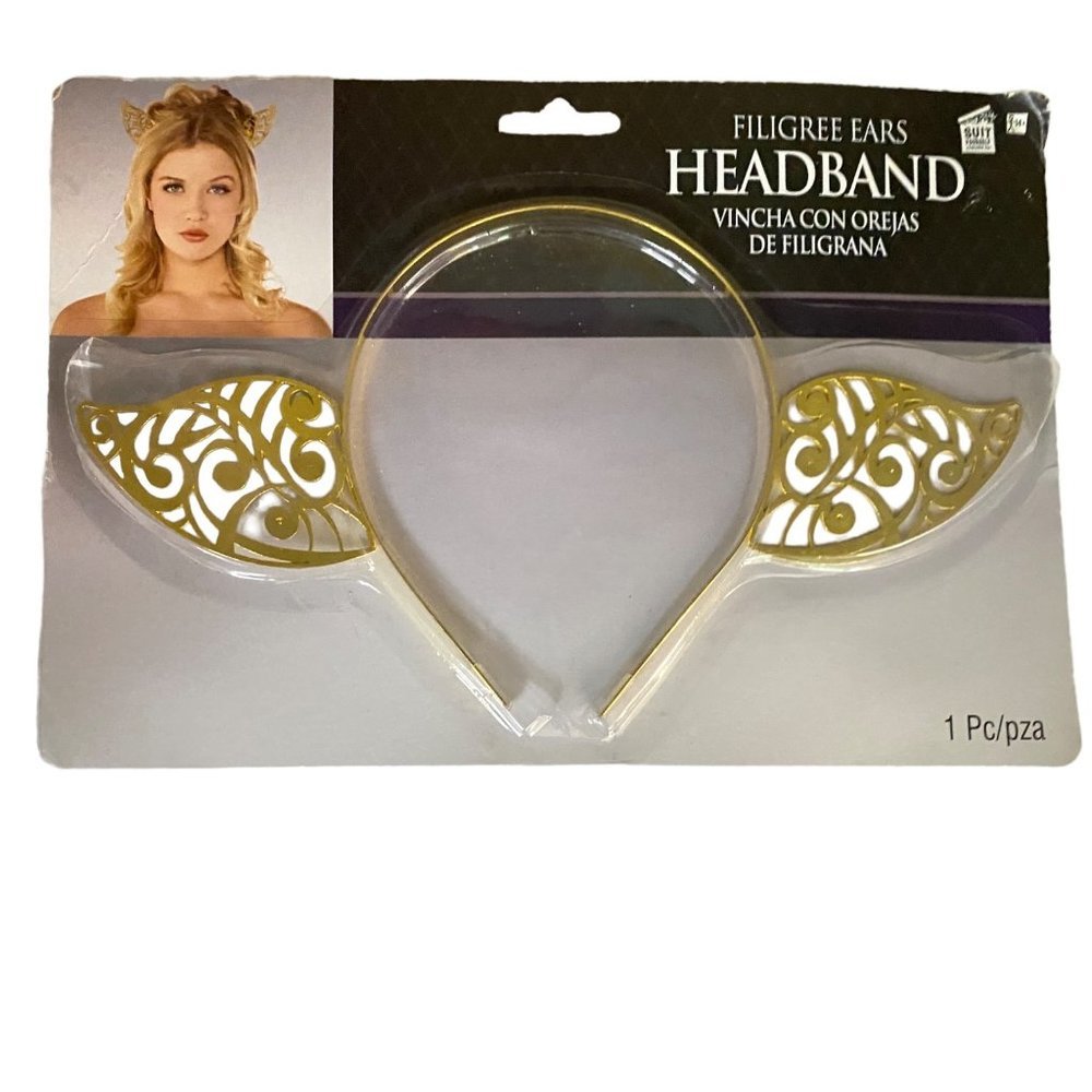 NEW‎ Filigree Ears Headband Gold Costume Halloween Suit Yourself One Size